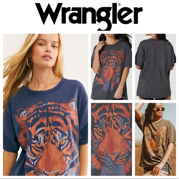 Wrangler Oversized Tiger Tee In Faded 